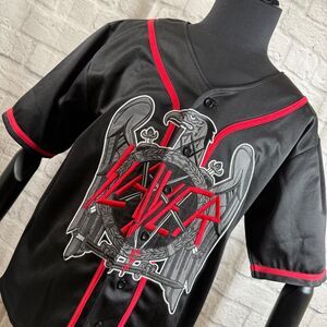 Slayer Embroidered Eagle Logo Button-Up Baseball Jersey Men's Large Kerry King